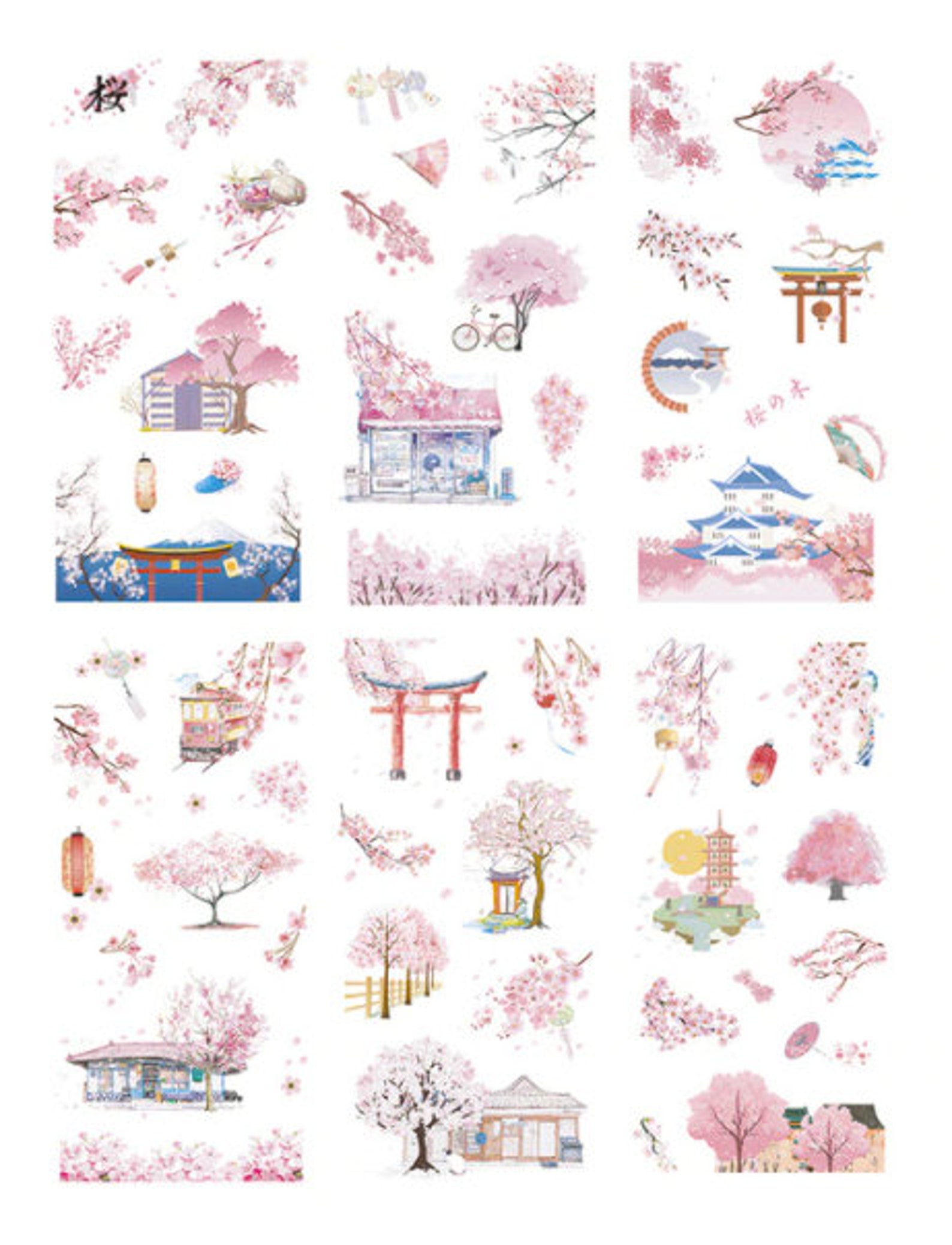 Colorful Cherry Blossom Sakura Stickers for Scrapbooking Etsy