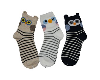 Athletic Sports Owls Birds Design Crazy Socks Owls Birds Design 3D Crew Socks For Running