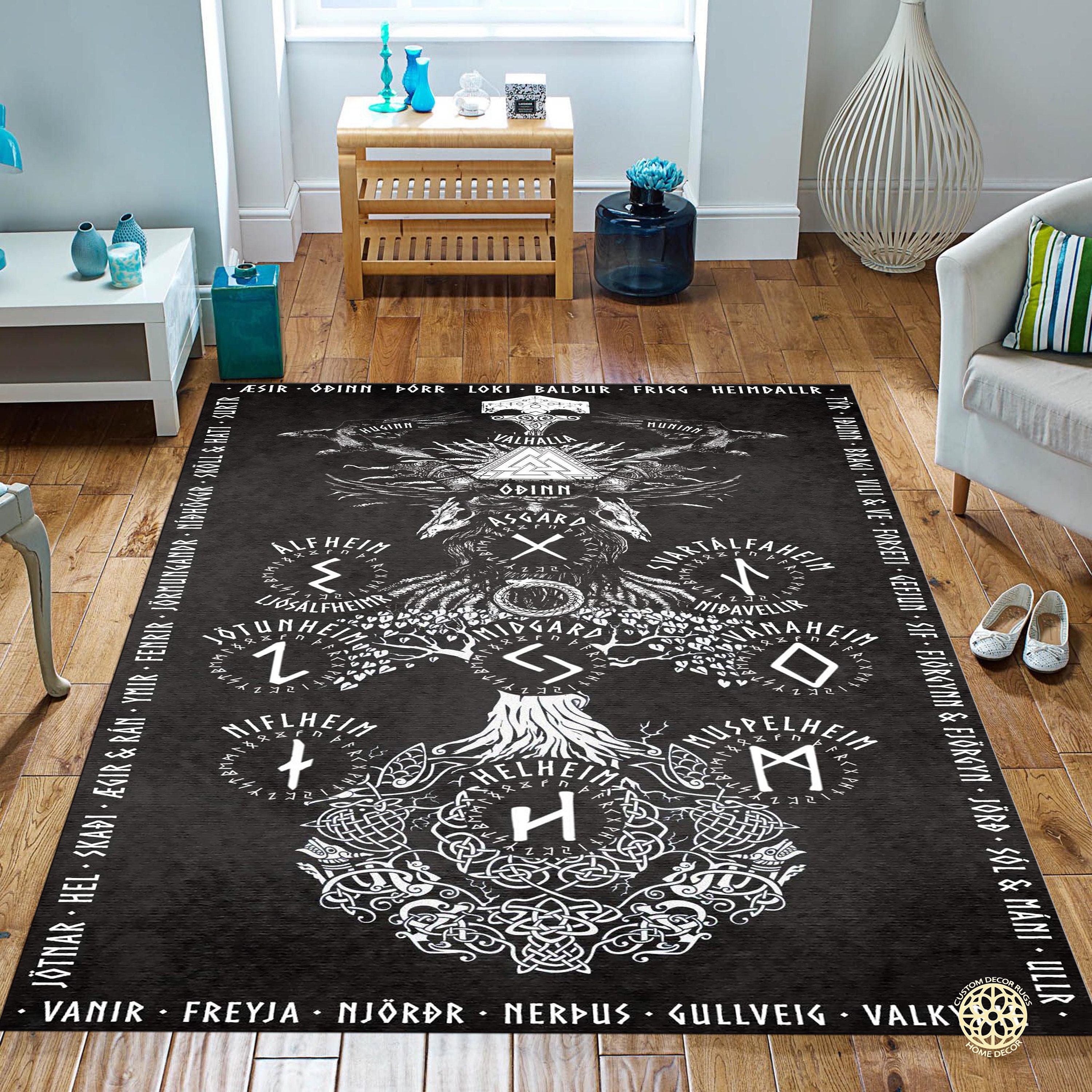 Viking Symbols And Meanings Area Rug, Helm of Terror Mysterious and