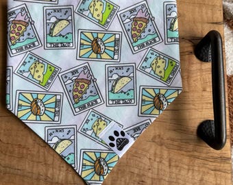 Tarot Cards | Cat/Dog Snap On Reversible Pet Bandana | Food | Foodie | Fortune Telling | Meditation | Cheese | Pizza | Tacos | Mexican Food