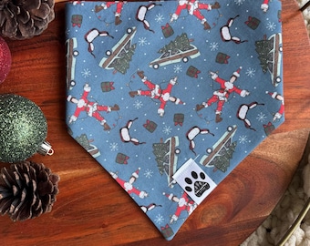 On a Holiday | Cat/Dog Snap On Reversible Pet Bandana | Seasonal | Winter | Christmas | Nostalgia | Holidays | Family | Snow | Presents