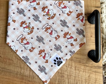 Western Goose | Cat/Dog Snap On Reversible Pet Bandana | Country | Cowboy | Cowgirl | Farm | Ranch | Yeehaw | Rodeo | Cacti | Animals | Star