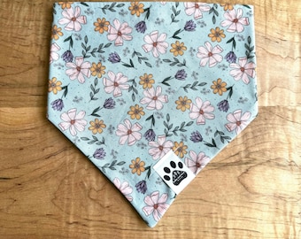 With the Flowers | Cat/Dog Snap On Reversible Pet Bandana | Florals | Spring | Summer | Fall | Seasonal | Greenhouse | Nature | Outdoors