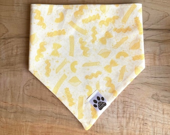 Noodle Lover | Cat/Dog Snap On Reversible Pet Bandana | Food | Foodie | Pasta | Italian | Dinner | Lunch | Yellow | White | Gingham | Yummy