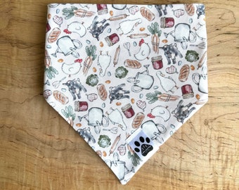 On The Farm | Cat/Dog Snap On Reversible Pet Bandana | Animals | Food and Drink | Farm Life | Homesteading | Chickens | Cows | Ducks | Eggs