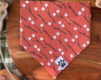 Roasting Marshmallows | Cat/Dog Snap On Reversible Pet Bandana | Food | Camping | Pet Accessories | Pet Clothes | Fall | S'mores