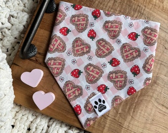 Sweet As Pie | Cat/Dog Snap On Reversible Pet Bandana | Food | Sweet Treat | Dessert | Valentine's Day | Hearts | Love | Seasonal | Holiday