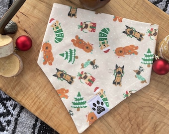 Woof Of Cheer | Cat/Dog Snap On Reversible Pet Bandana | Pet | Animals | Dogs | Puppies | Christmas | Holiday Season | Seasonal | WInter