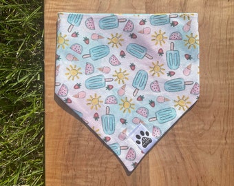 Feels Like Summer | Cat/Dog Snap On Reversible Pet Bandana | Desserts | Beach Balls | Beach | Food and Drink | Fun in the Sun | Pet Clothes