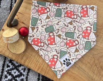 Holiday Cheer | Cat/Dog Snap On Reversible Bandana | Christmas | Holidays | Seasonal | Holiday Drinks | Stars | Peppermint | Gingerbread