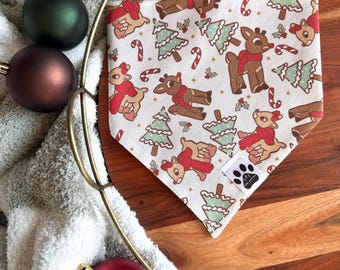 Classic Tv | Cat/Dog Snap On Reversible Pet Bandana | Seasonal | Christmas | Winter | Holidays | Animals | Christmas Trees | Reindeer | Snow