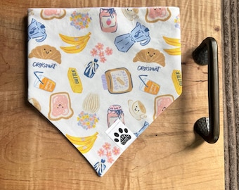Sunday Morning Breakfast | Cat/Dog Snap On Reversible Pet Bandana | Food | Breakfast | Fruit | Good Morning | Flowers | Kitchen | Brunch