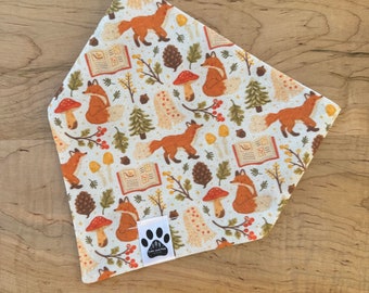 Winter Stroll | Cat/Dog Snap On Reversible Pet Bandana | Winter | Seasonal | Christmas | Nature | Books | Animals | Comfort | Cozy | Fox