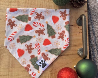 Cookies for Santa | Cat/Dog Snap On Reversible Pet Bandana | Seasonal | Christmas | Winter | Holidays | Food and Drink | Baked Goods | Sweet