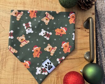 Teddy Bears | Cat/Dog Snap On Reversible Pet Bandana | Seasonal | Christmas | Winter | Holidays | Toys | Stuffed Animals | Bears | Plaid