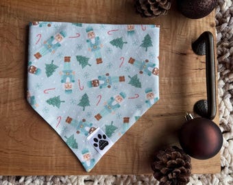 Nutcrackers | Cat/Dog Snap On Reversible Pet Bandana | Seasonal | Winter | Christmas | Holidays | Snowflakes | Candy Canes | Christmas Tree