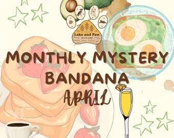 April's Monthly Mystery Bandana | Cat/Dog Snap On Reversible Pet Bandana | Mystery Print | Mystery Pattern | Brunch | Food and Drink | Yummy