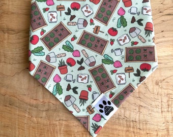 Out In The Garden | Cat/Dog Snap On Reversible Bandana | Food | Vegetables | Plants | Farmers | Farmers Market | Vegetable Stand | Farm