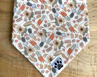 Farmers Market | Cat/Dog Snap On Reversible Pet Bandana | Food | Fruits | Vegetables | Flowers | Florals | Spring | Summer | Seasonal