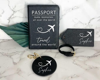 Reisepasshülle + Kofferanhänger personalisiert mit Name I Passhülle personalisiert Geschenke für die Freundin I Geschenke für die Schwester