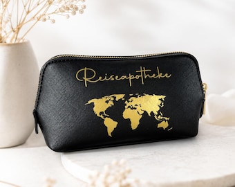 Personalized travel first-aid kit with name | Vegan leather medicine bag | Emergency bag for holidays, gift for travelers