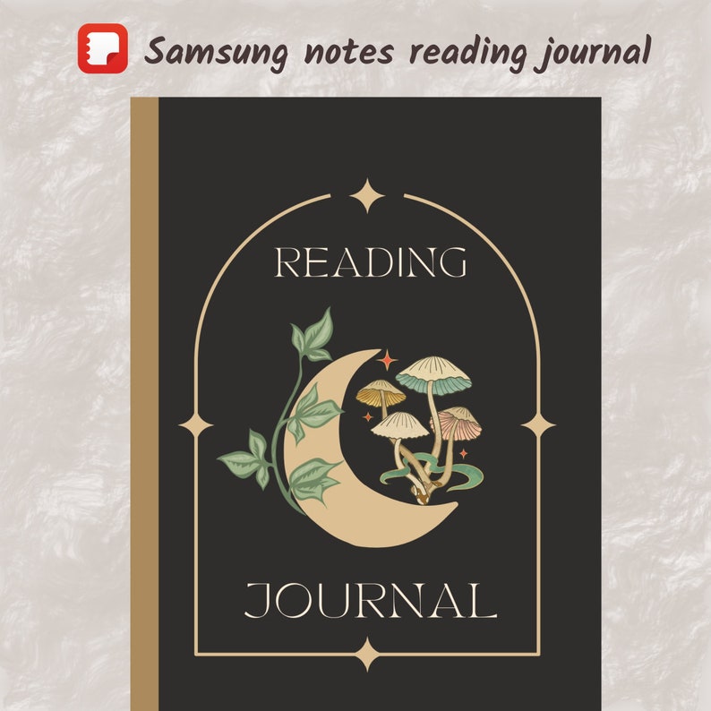 Diario de lectura de notas de Samsung Modo oscuro Ambiente brujo Cottagecore Regalo amante de los libros Planificador de lectura para Android Reseña de libros y biblioteca imagen 5