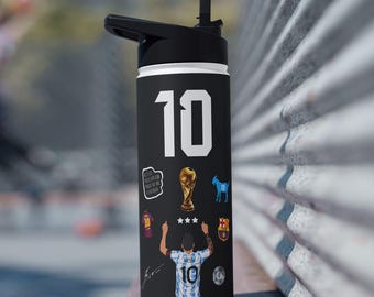 Gepersonaliseerde Messi roestvrijstalen waterfles: geïsoleerd, aangepaste naam