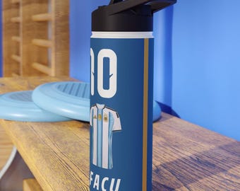 Argentijnse voetbalfles, aangepaste naamnummer roestvrijstalen beker