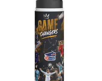 Famous Soccer Players Stainless Steel Water Bottle with Straw - Worldcup Soccer 2026