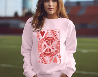 Queen of Hearts Sweatshirt Valentines Day Sweatshirt, Alice Wonderland Sweatshirt, Valentine Gift, Vintage Gift