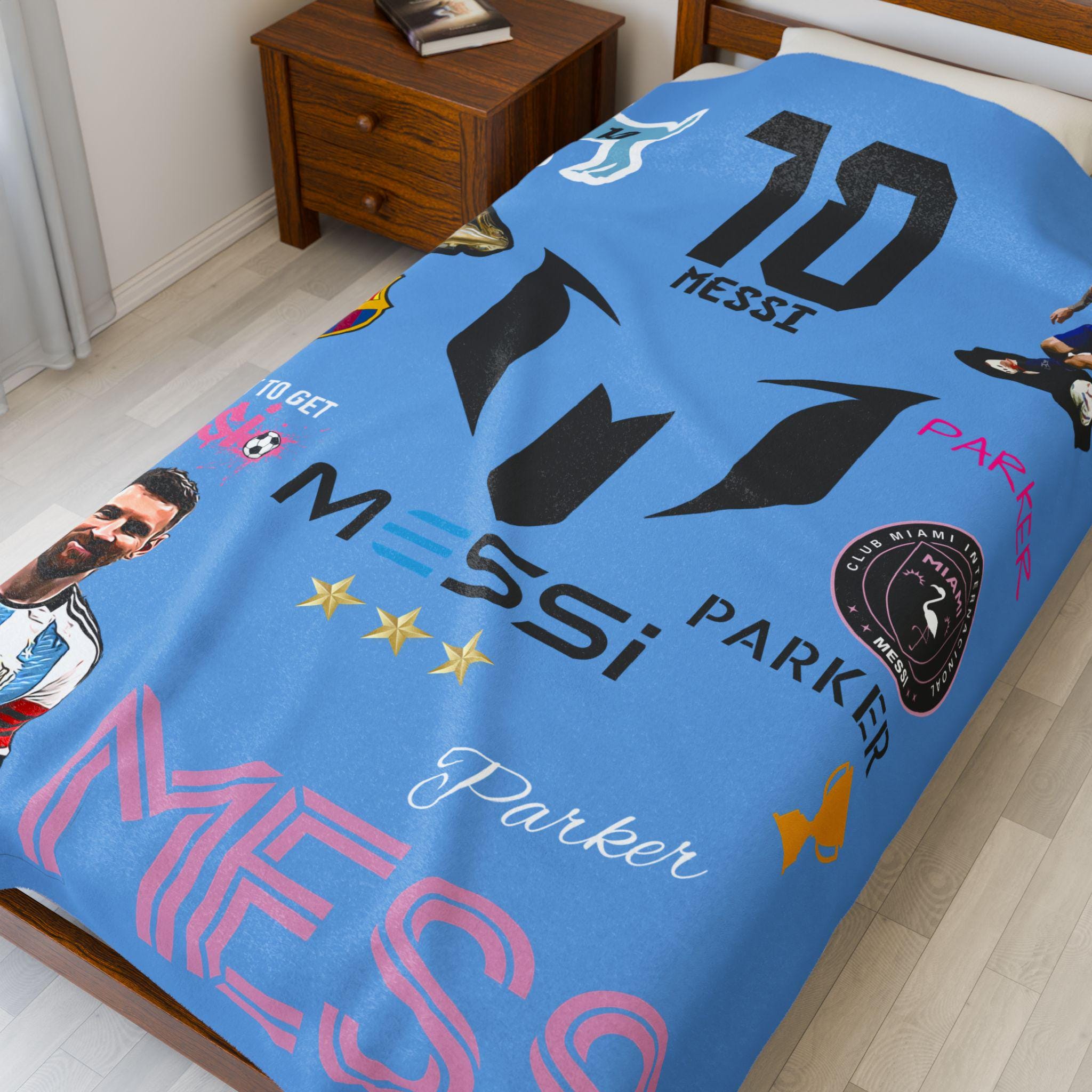 Messi Soccer Velveteen Plush Blanket, Soft Fleece Throw, Cozy