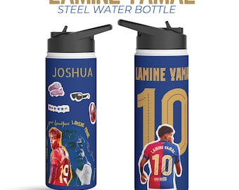 Lamine Yamal roestvrijstalen waterfles, voetbalcadeau, aanpasbaar