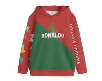 Ronaldo-kinderhoodie - print op voorkant en beide mouwen - gepersonaliseerd met naam