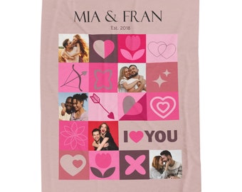 Customized Blanket Based on Photo - Valentine's Day Gift - Velveteen Plush Blanket -  Name Date  Blanket - Anniversary Gift - 50x60 inch