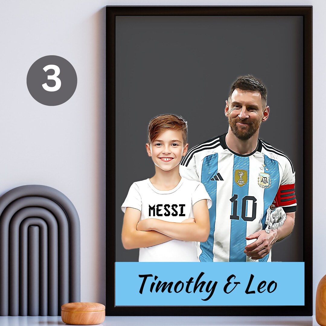 Personalized Messi Cartoon Portrait: Custom Soccer Wall Art (digital ...