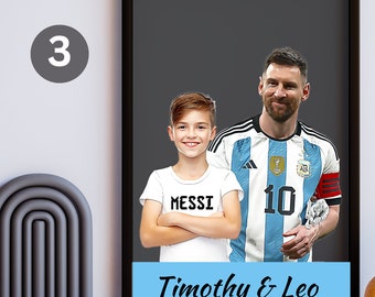 Messi Poster - Personalized Poster Messi with You - Use your picture - Cartoon Style - 4 file sizes. Leo Messi Wall Art