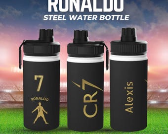 Ronaldo roestvrijstalen waterfles, sportdeksel - 3 maten - Ronaldo voetbalfan - verjaardagscadeau heren - Vaderdagcadeau - aanpasbaar cadeau