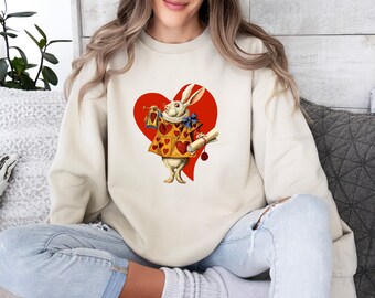 Valentines Sweatshirt Unisex - Valentines Gift - Alice Wonderland Sweatshirt Shirt Retro Design - Unisex Crewneck Sweatshirt