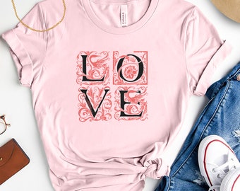 Women Valentines Day Tshirt, Valentine Love Square, Valentines Day Gift, Valentines Day Shirt, Valentines Gifts For Her