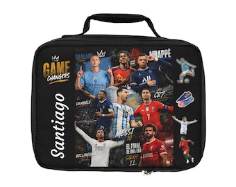 Famous Soccer Players Lunch Box Bag - Back to School - World Cup 2026 - Insulated Lunch Bag for Kids, Sports Fan Gift