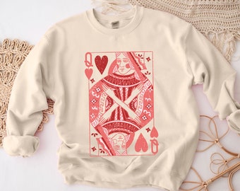 Queen of Hearts Sweatshirt Valentines Day Sweatshirt, Alice Wonderland Sweatshirt, Valentine Gift, Vintage Gift