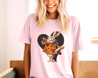 Valentines Day TShirt, Alice in Wonderland Rabbit T-Shirt, Valentines Shirt Gift for Her, Vintage Style Women's Valentine Tee