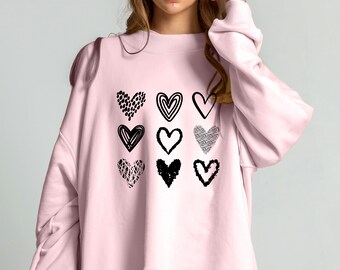 Valentine Sweatshirt,  Valentines Shirt , Heart Design Valentine's Gifts for her Valentines Shirt Valentines Sweater Heart Sweatshirt