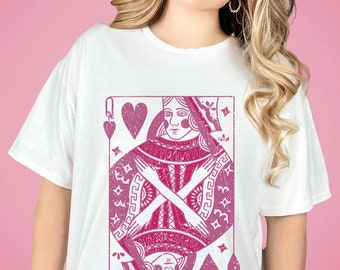 Queen of Hearts Shirt Tee, Valentine Day Tee, Birthday Mothers Day Gift, Valentine TShirt, Vintage Graphic Tee, Alice in Wonderland Shirt