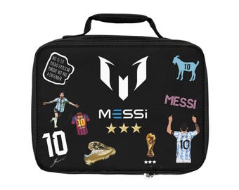 Messi Lunch Bag History - Can be Customized with the Name of your Choice - Personalized Gift - Back To School - Personalized Lunch Bag
