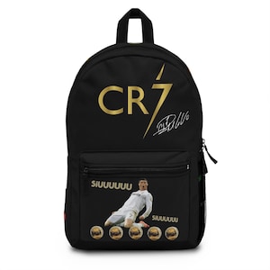 Sac à dos Ronaldo - Sac à dos de football pour jeunes enfants - Sac d'école de sport - Design avec autocollants Simil - Compartiment pour ordinateur portable.
