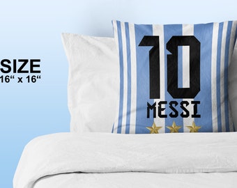 Messi Pillow, Messi Champ Soccer Cushion, 16 x 16" Soccer Pillow, Football Cushion, Personalized Pillow Cushion. Does not include insert