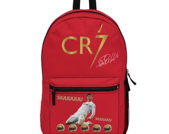 Ronaldo Backpack - Youth Children Soccer Backpack - Sports School Bag - Simil Stickers Design - Laptop Compartiment