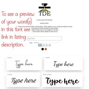 May include: A preview of four different cursive fonts, "Xanadu", "Castello", "Surfside", and "Blake Cottage".  The fonts are shown in black on a white background.  The text "Type here" is shown in each font.