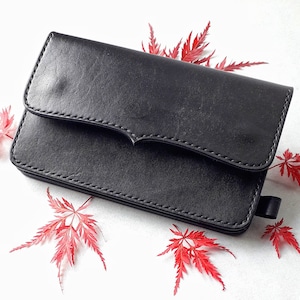 Cartera de camionero - cartera de cuero genuino - hecho a mano - estilo vintage-regalo-cartera de cadena-cartera tradicional de longitud media - mezclilla
